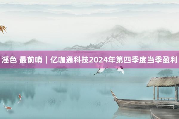 淫色 最前哨｜亿咖通科技2024年第四季度当季盈利