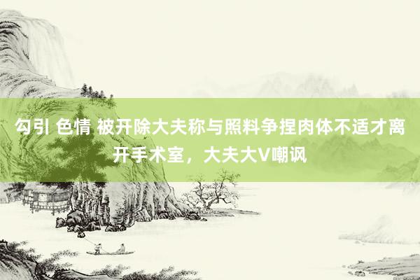 勾引 色情 被开除大夫称与照料争捏肉体不适才离开手术室，大夫大V嘲讽