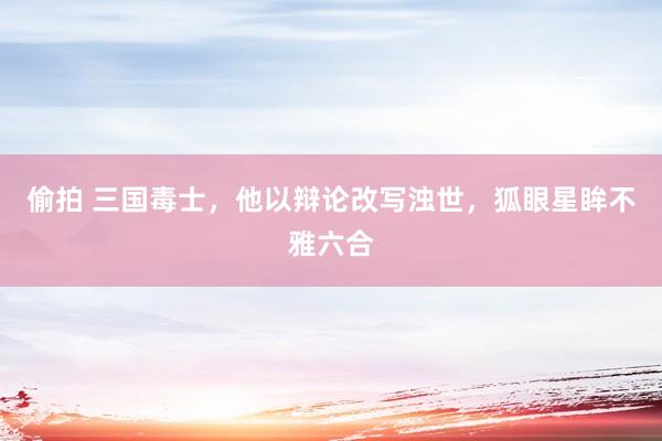 偷拍 三国毒士，他以辩论改写浊世，狐眼星眸不雅六合