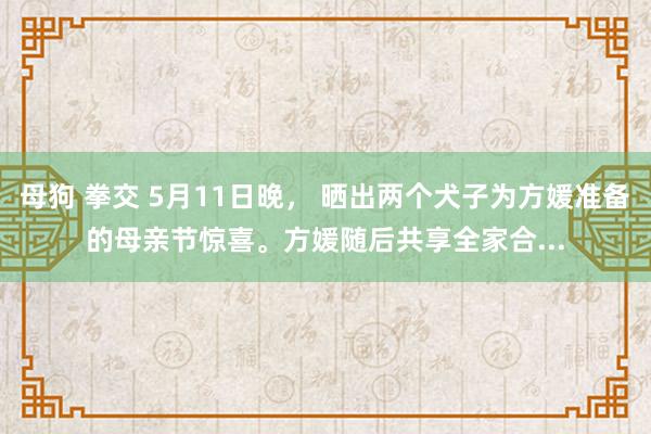母狗 拳交 5月11日晚， 晒出两个犬子为方媛准备的母亲节惊喜。方媛随后共享全家合...