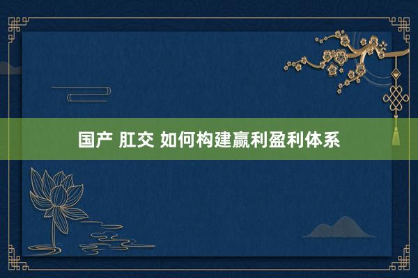 国产 肛交 如何构建赢利盈利体系